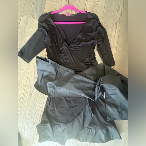 Ralph Lauren - Black wrap dress big wide tie around waist - Picture 2 of 5